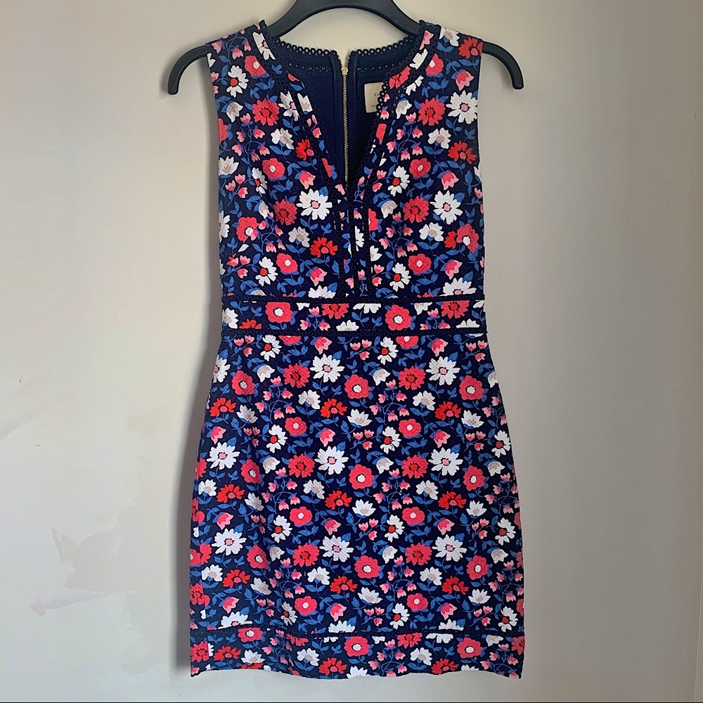kate spade Navy Floral Midi Dress with Red and White Flowers